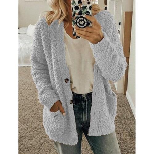 Coat Oversize Dual Pocket Faux Fur Jacket Female Autumn Winter Faux Fur Women Jacket Solid Pink Thick Warm Lamb