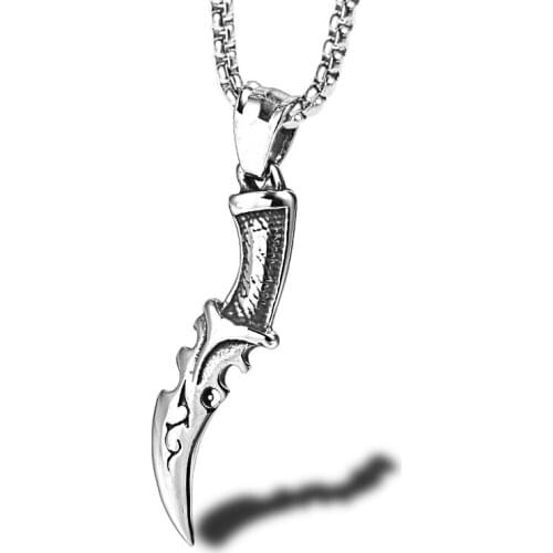 RIR CSGO Game Karambit Knife Pendant Stainless Steel Punk Cool Knife Cs Go Butterfly Dagger Necklaces For Men Jewelry