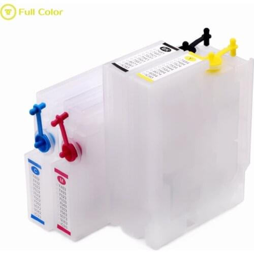 FULLCOLOR refillable empty cartridge with auto reset chip T756 T7561 - T7564 for epson WF8090 WF8010 WF8510 WF8590 printer