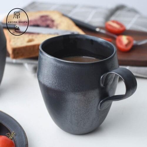 Simple Large-Capacity Cup Mug Kiln Baked Metal Glaze Coffee Cup Milk Cup Custom Gift