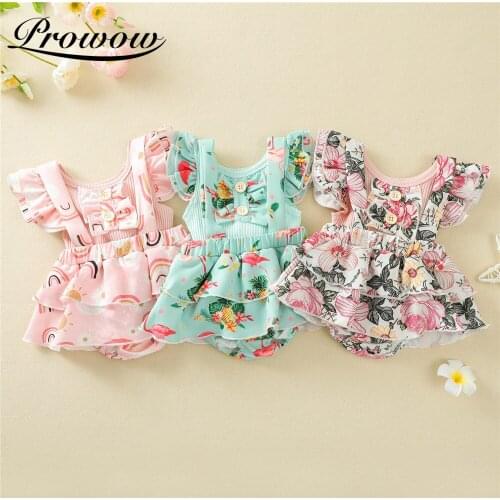 Prowow Floral Toddler Clothes Summer Baby Flying Sleeve Shirt + Floral Shorts Set Sweet Newborn Girl Clothing Cute Kids Outfits