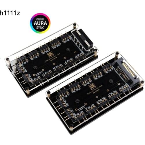 RGB HUB for ASUS Motherboard AURA 5V 3-pin RGB Interface 1-12 Ways Fan Controller Dimming HUB Supports ASUS MSI RGB Fan RGB LEDS