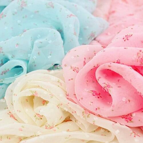 Chiffon Lace Fabrics Printed Floral Allover Flower Printing Pink Soft Sheer Chiffon Dress Fabrics 148cm