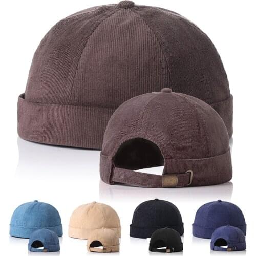 Retro Mens and Womens Dome Melon Hats Fashion Mechanic Docker Hat Summer Cotton Skull Hat Without Sun Hat Toque