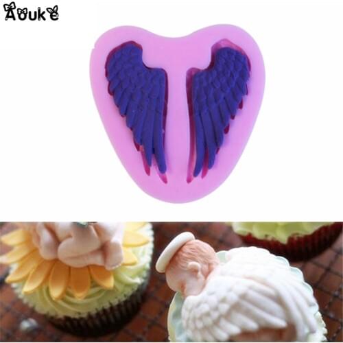 Angel wings Embossed Liquid Silicone Cake Mold Soap Bar Mold Fondant Decorating Tools Chocolate Baking Tool DIY Kitchen Cookware