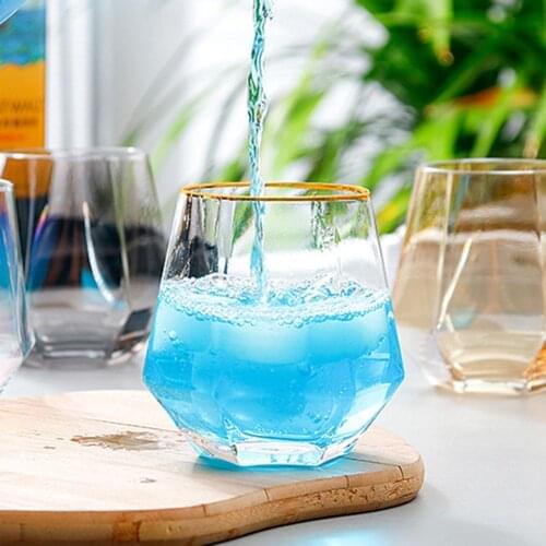 300ml Diamond Shape Glass Cup Bar Restaurant Water Whisky Cocktail Coffee Mug Diamond Shape Glass Mug Drinkware Glass Cup