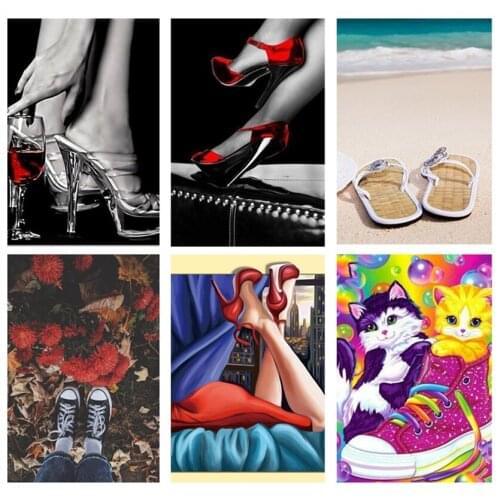 Rhinestones Cross Stitch New 5d Full Diy Diamond Painting Embroidery Red High Heels Shoes Mosaic Decoration
