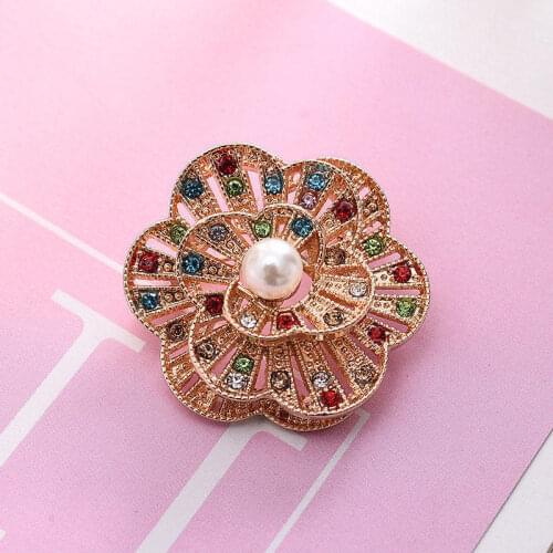 TODOX women color Rhinestone flower Brooches Silk scarf Fashion crystal exquisite flower Suit pins garment accessory wedding new