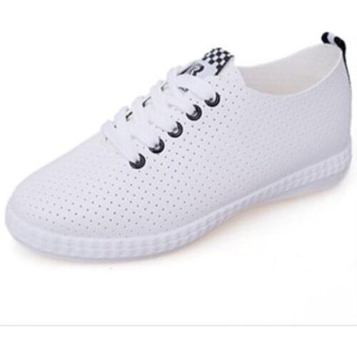 Comemore New 2021 Casual Platform Shoes Womes Summer Breathable White Sneakers Flats Ladies Shoes Lace-Up Platform Womens Shoes
