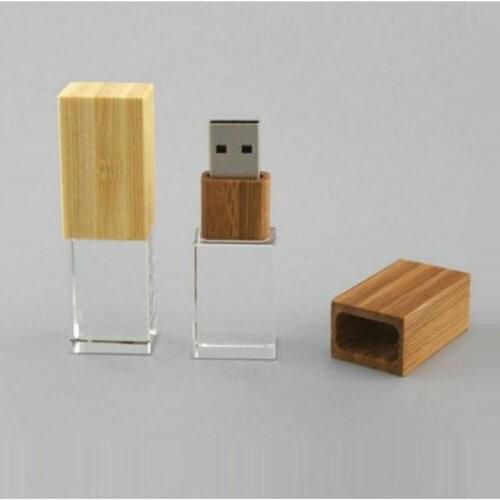 Creative Wooden Crystal USB Flash Drive Personalized Photo Logo 4GB 8GB 16GB 32GB USB 2.0 Pendrive Custom Logo for Wedding Gifts