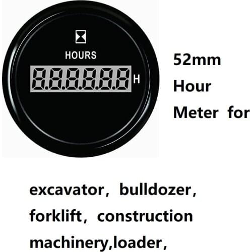 Universal Digital Hour Meter Gauge 52mm(2") with Backlight for excavator，bulldozer，forklift，construction machineryloader