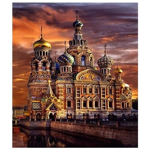 Castle,Cathedral Cross Stitch Kits Needlework Embroidery Crafts 14ct Unprinted DIY Arts Handmade Home Decor