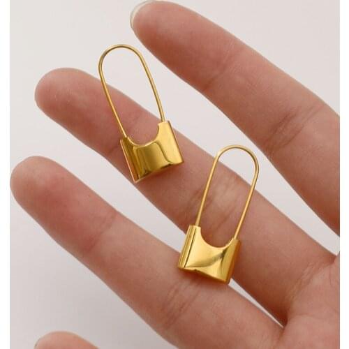 Personality Punk France Luxury Brand Design Aesthetic Drop Lock Gold Earrings For Women New Fashion Jewellery Gift