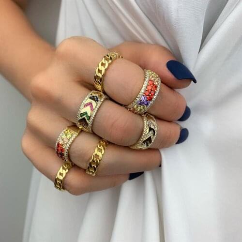 2019 hip-pop luxury fashion ring delicate 925 sterling silver gold color miami cuban link chain ring women boy charm jewelry
