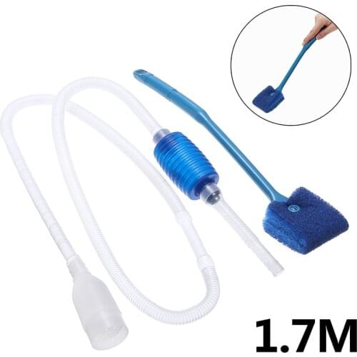 1.7m Fish Tank 40cm Blue Double-sided Cleaning Brush + Semi-automatic Water Exchanger Pumping Pipe Kit For Cleaning Garbage