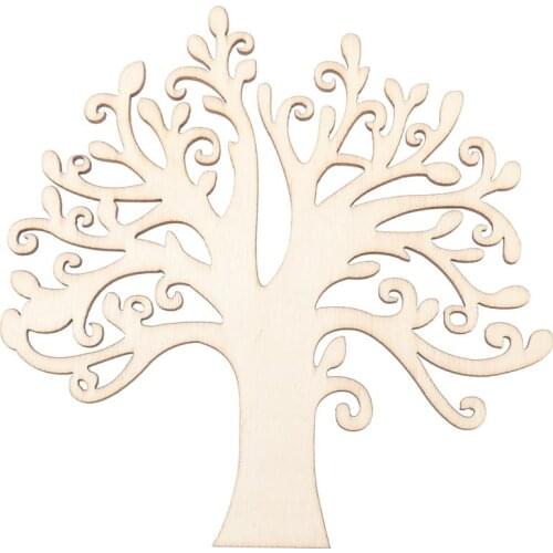 10pcs Blank Wooden Tree Embellishments For DIY Crafts Embellishments For Party Wedding Decoration(Wood Color)