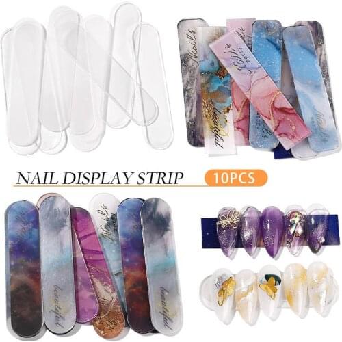 10PCS Nail Display Strip Japanese Acrylic Transparent Color Nail Display Board Nail Support Nail Art Design Decor Manicure Tools