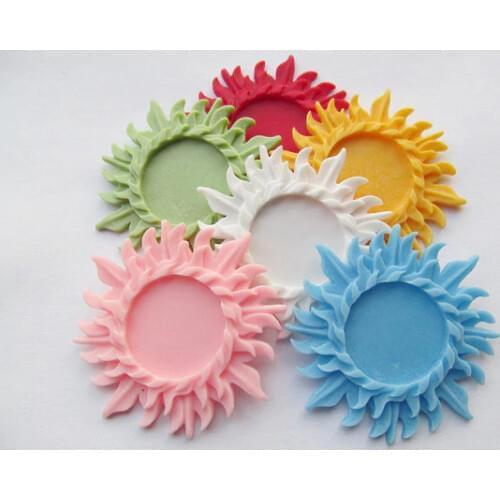 100pcs Flatback Resin Sun Charm Finding,Filigree Border Base Setting Tray, for 25mm Picture/Cabochon/Cameo