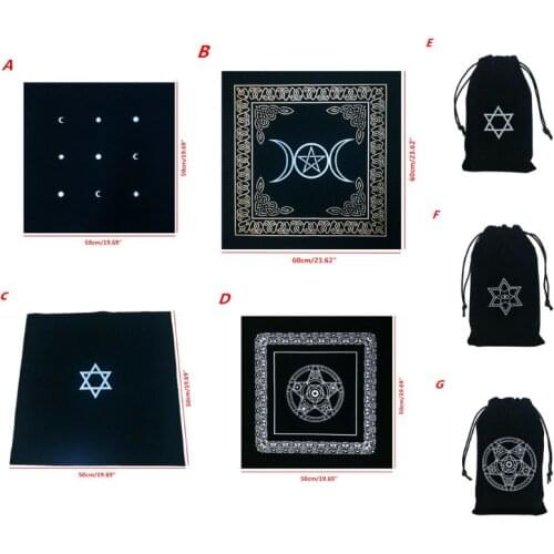 2021 new multifunctional altar tarot card five-pointed star tarot card game tablecloth board game velvet tarot card bag