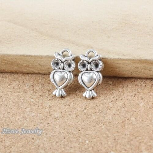 25 pcs owl Antique silver alloy Pendant european Style jewelry findings B182
