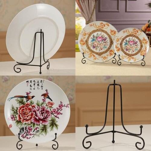 4 Sizes 4" 6" 8" 10" 12" Black Iron Display Stand Dish Rack Plate Bowl Picture Frame Photo Book Pedestal Holder Home Decoration
