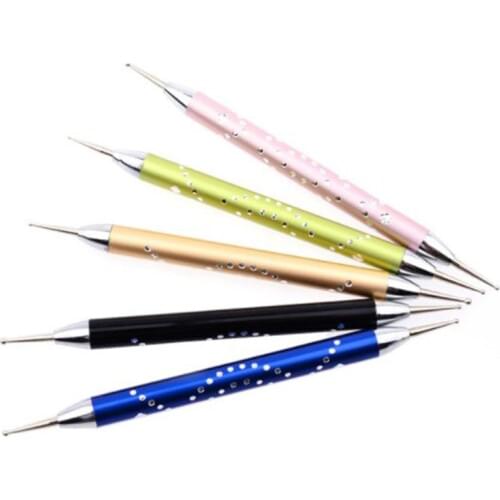 5pcs/set Point Drill Pen Nails Double Hook Flower Needle Flower Set Tool Stick Drill Crystal Spiral Rod Nail Polish Flower