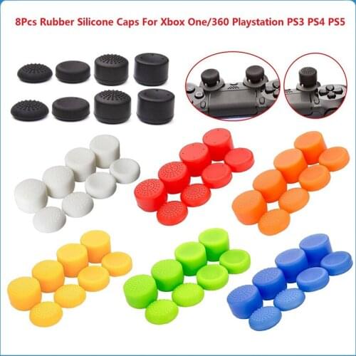 8Pcs Rubber Silicone Caps Game Handle Joystick Thumb Stick Grip Cap Rocker Case For Xbox One360 Playstation PS3 PS4 PS5
