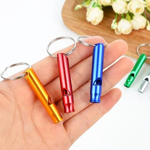 Aluminum Emergency Survival Whistle Keychain Outdoor Hiking Camping Pet Train Whistle Pocket Survival Rescue Emergency Whistles