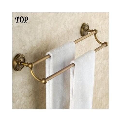 Antique brass Bathroom double towel bar 60cm double layer bathroom towel holder