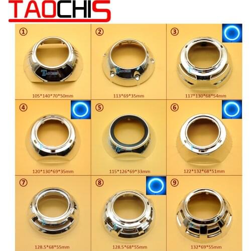 Taochis Car-Styling Lens hood shroud DIY for Hella 3 5 Q5 Projector lens shell Chrome with angel eyes holes