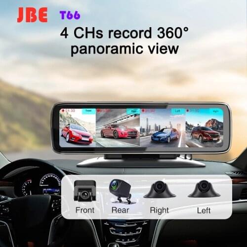 12 Inch 4 Cams Record Night Vision Car Video Recorder 360 Degree View Touch Screen Smart Mirror DVRs 4 Split Display
