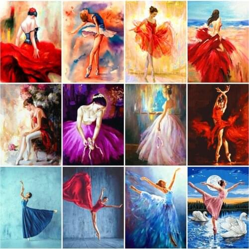 AZQSD Full Drill Diamond Embroidery Ballet Dancer Mosaic Diamond Painting Portrait Cross Stitch Needlework Rhinestone Home Decor