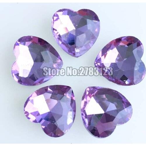 Free shipping Crystal violet heart shape glass pointback rhinestones No holes use for diy/Clothing accessories SWHP218