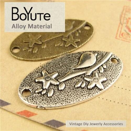 BoYuTe (40 Pieces/Lot) 36*19MM Vintage Style Antique Bronze Silver Birds Connectors Diy Jewelry Accessories Wholesale