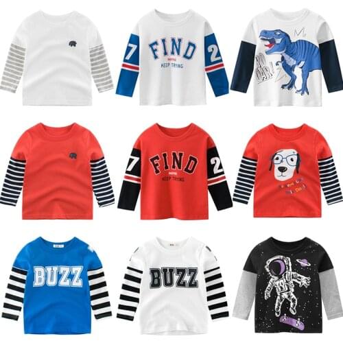 Children T Shirts Long-Sleeve Autumn Baby Boys Kids Girls Cotton Cartoon Tops Clothing Clothes Spring Print Letter