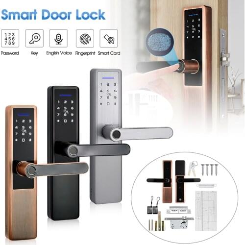 Electronic Door Lock Smart Fingerprint Door Lock with Biometric Fingerprint Smart Card Digital Password Key Unlock for HomeHotel