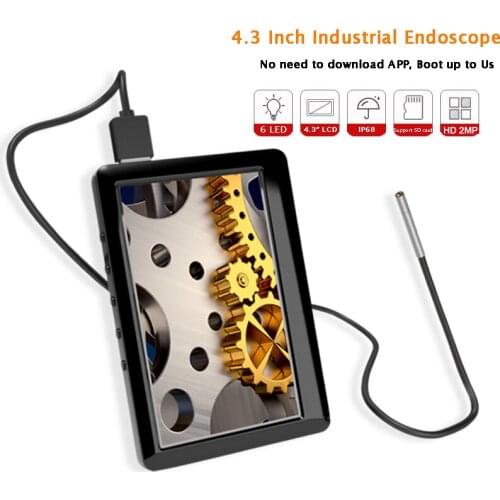 3.9mm 2.0MP HD Endoscope 4.3 Inch LCD Screen Industrial Endoscope IP68 Waterproof Camera For Pipeline Drain Sewer Inspection