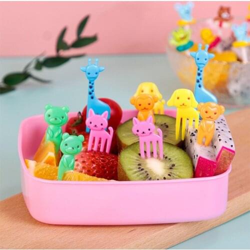 Fruit Forks Children Snack Cake Dessert Food Fruit Pick Toothpick Cake Picnic Party Bento Decoration Animal Flowers Fork