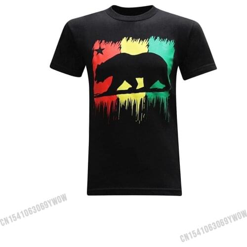 California Republic Red Yellow Green Mens T-Shirt Special Personalized T Shirt Cotton Tees for Men Custom
