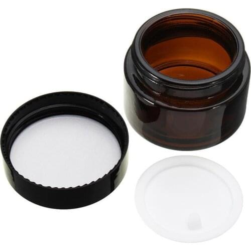 Hot sale 5G/10G/20G/30G/50G amber glass cream jar,cosmetic container,Cosmetic Jar black lid glass bottle