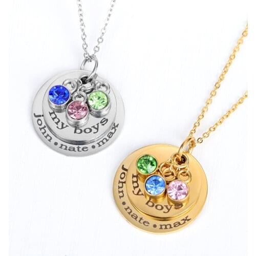 MYDIY Personalized Disc Superimposed Engrave Necklace Stainless Steel Birthday Stones Laminated Coin Custom Jewelry Lovers Gift