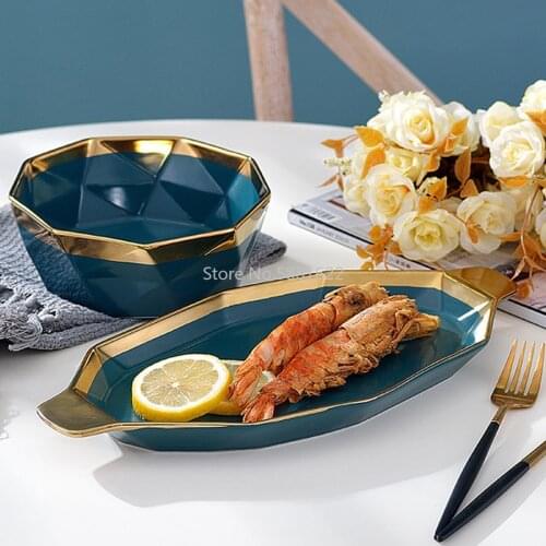 Ceramic Plate, Dark Green Irregular Household Plate Bake Plate, Household Fish Plate Fruit Bread Food Dessert Breakfast Plate