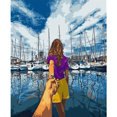 Paint By Number Girl Hand Painted Painting DIY Coloring By Numbers Portrait Kits Art Drawing On Canvas Gift Girl Home Decor