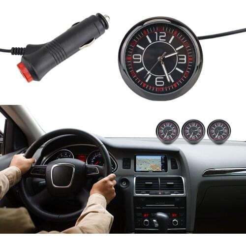 LEEPEE Automobiles Interior Pointer Clock Dashboard Display Time Digital Luminous Mini Ornament Auto Watch Car Clock