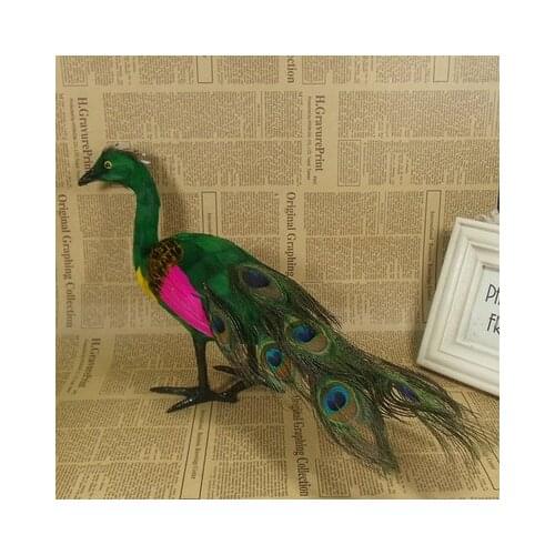 Simulation cute colorful peacock 25x42x12cm model polyethylene&furs bird model home decoration props ,model gift d689