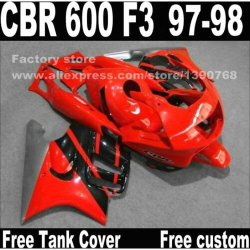 Motorcycle parts for HONDA CBR 600 F3 fairings 1997 1998 CBR600 F3 97 98 red black high quality fairing kit