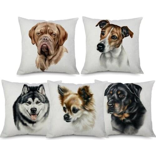 Animal Style Cute Puppy Printed Cushion Cover Home Pet Dogs Decorative Sofa Coffee Car Chair Throw Pillow Case Almofada Cojines