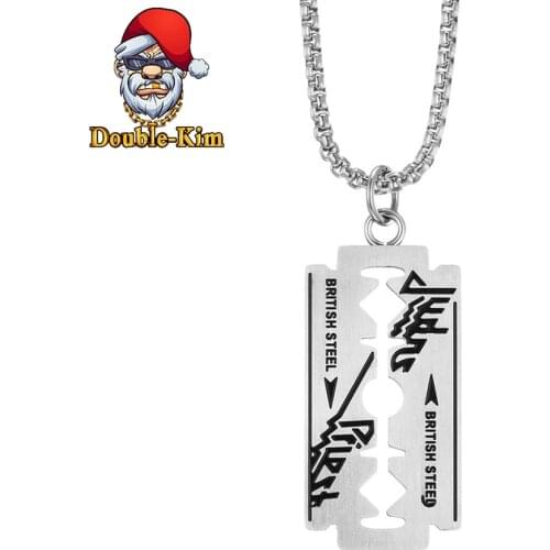 Razor blade Pendant Necklace Men Hip-Hop RAP Street Culture Titanium Stainless Steel Classic Chain Necklace Men Jewelry Gift