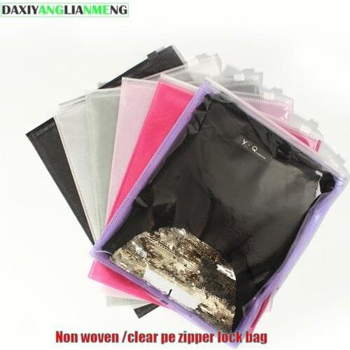 50pcs/lot-15/20/30/45cm all sizes-6colors Non-woven reclosable zipper gift garment clothes Packaging bags Travel storage take