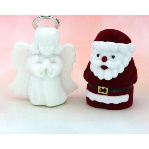 Angel Santa Claus Christmas Velvet Jewelry Gift Packaging Box Ring Earring Necklace Trinket Storage Display Holder Wholesale